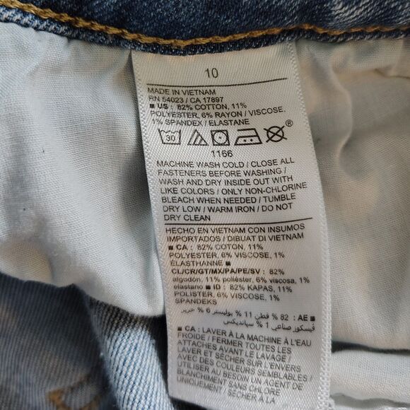 OLD NAVY Rockstar Crop Mid Rise Sz 10 Women's Distressed Acid Light Wash Jeans - Picture 4 of 4